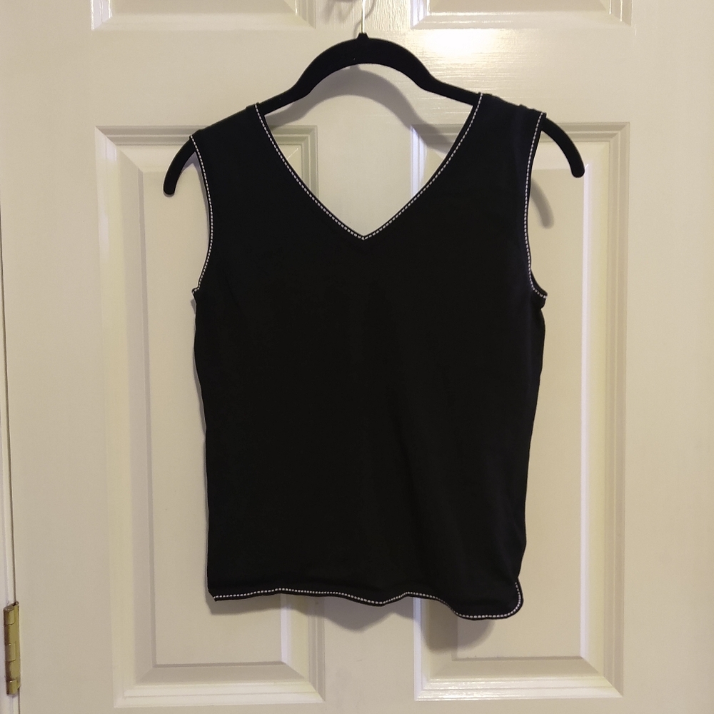 Jones New York Suit Women's  Black, White Piping Top  Size 4p
